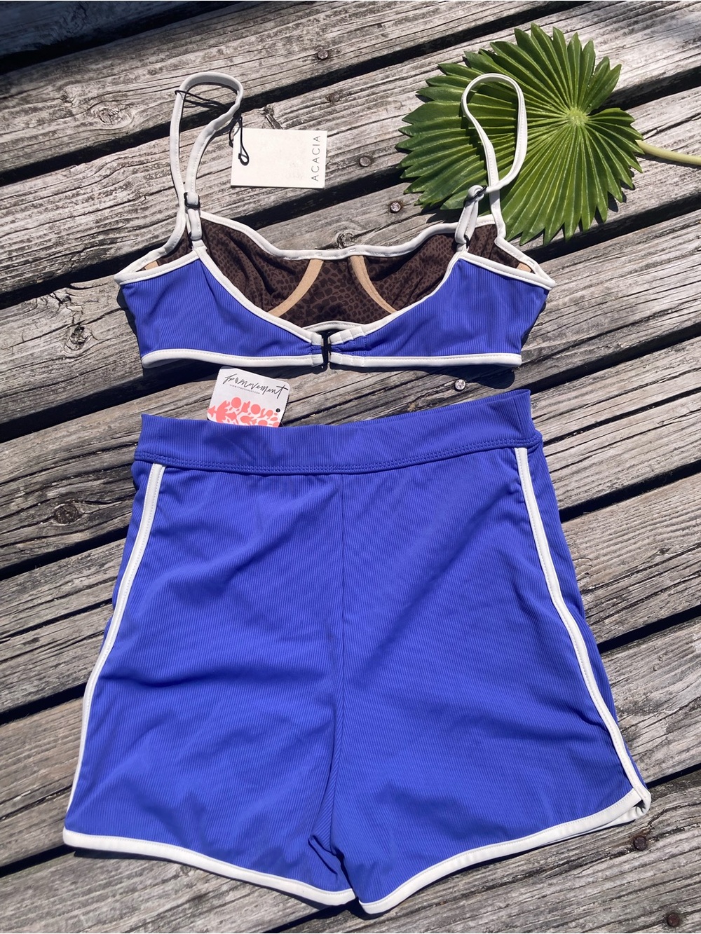 ACACIA x Free People Set - Sadie Bikini Top & Tommy Surf Short in Sapphire Rib - Picture 10 of 16